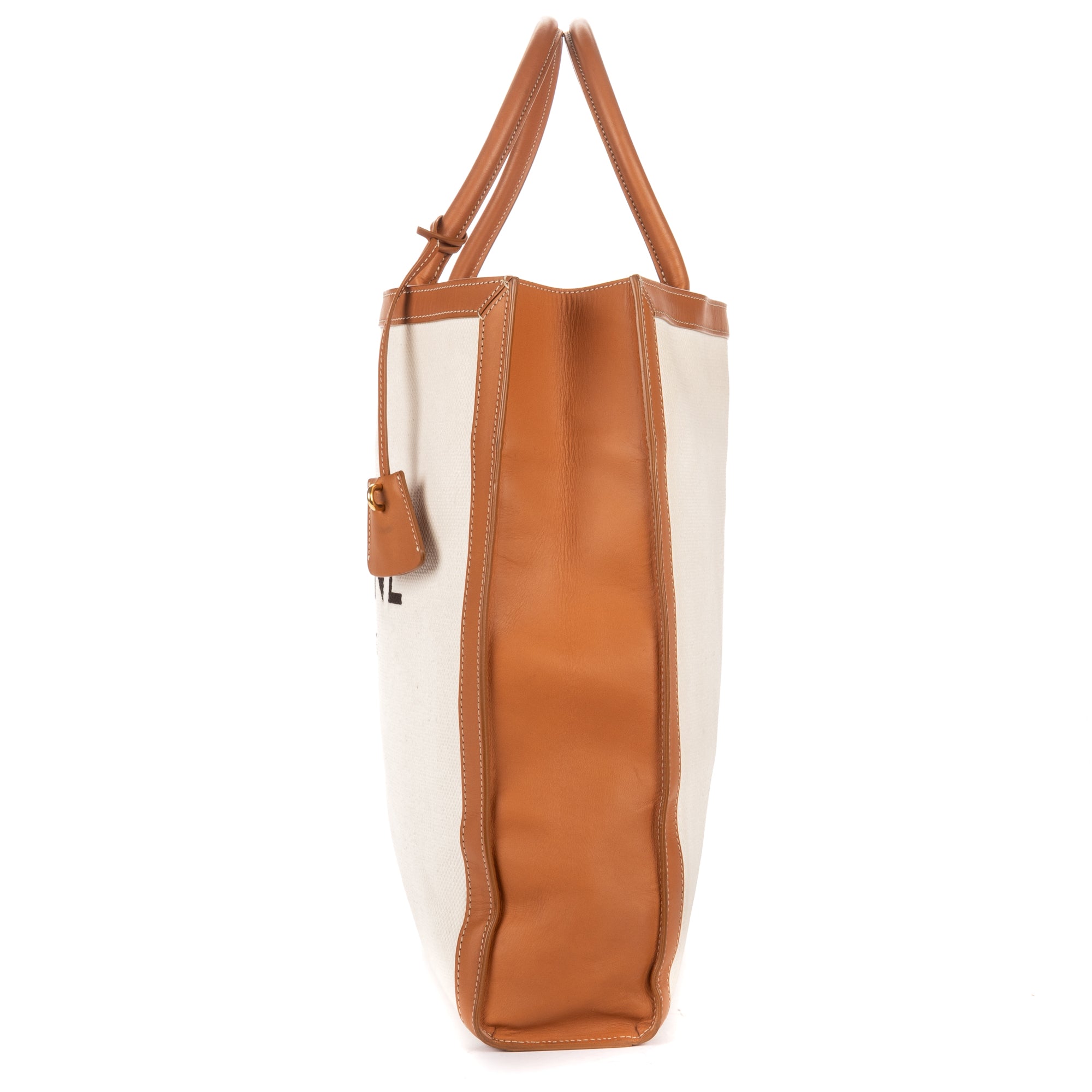 Shoulder Bag Vertical Tote Large Ivory Logo Print Canvas