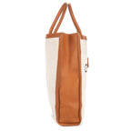 Shoulder Bag Vertical Tote Large Ivory Logo Print Canvas