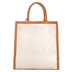 Shoulder Bag Vertical Tote Large Ivory Logo Print Canvas