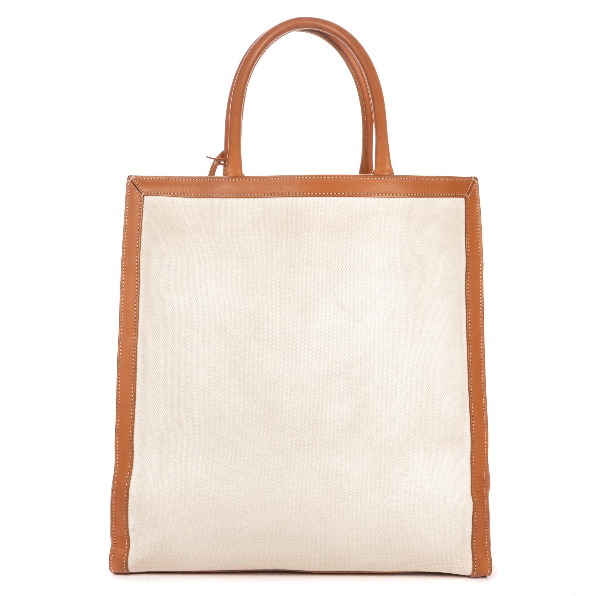 Shoulder Bag Vertical Tote Large Ivory Logo Print Canvas