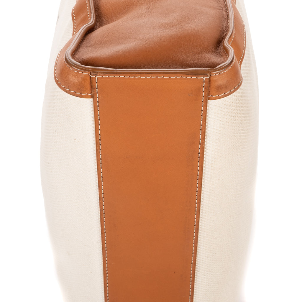 Shoulder Bag Vertical Tote Large Ivory Logo Print Canvas