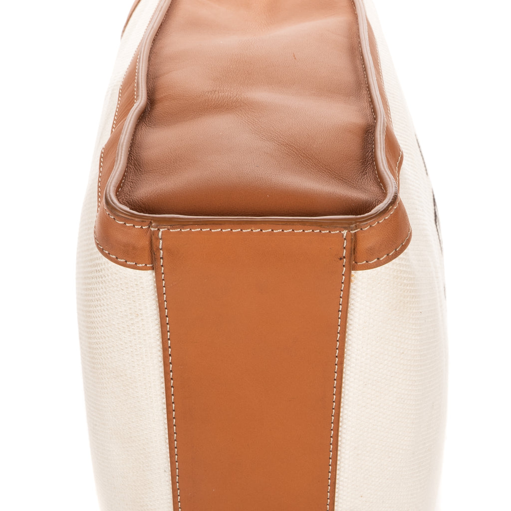 Shoulder Bag Vertical Tote Large Ivory Logo Print Canvas