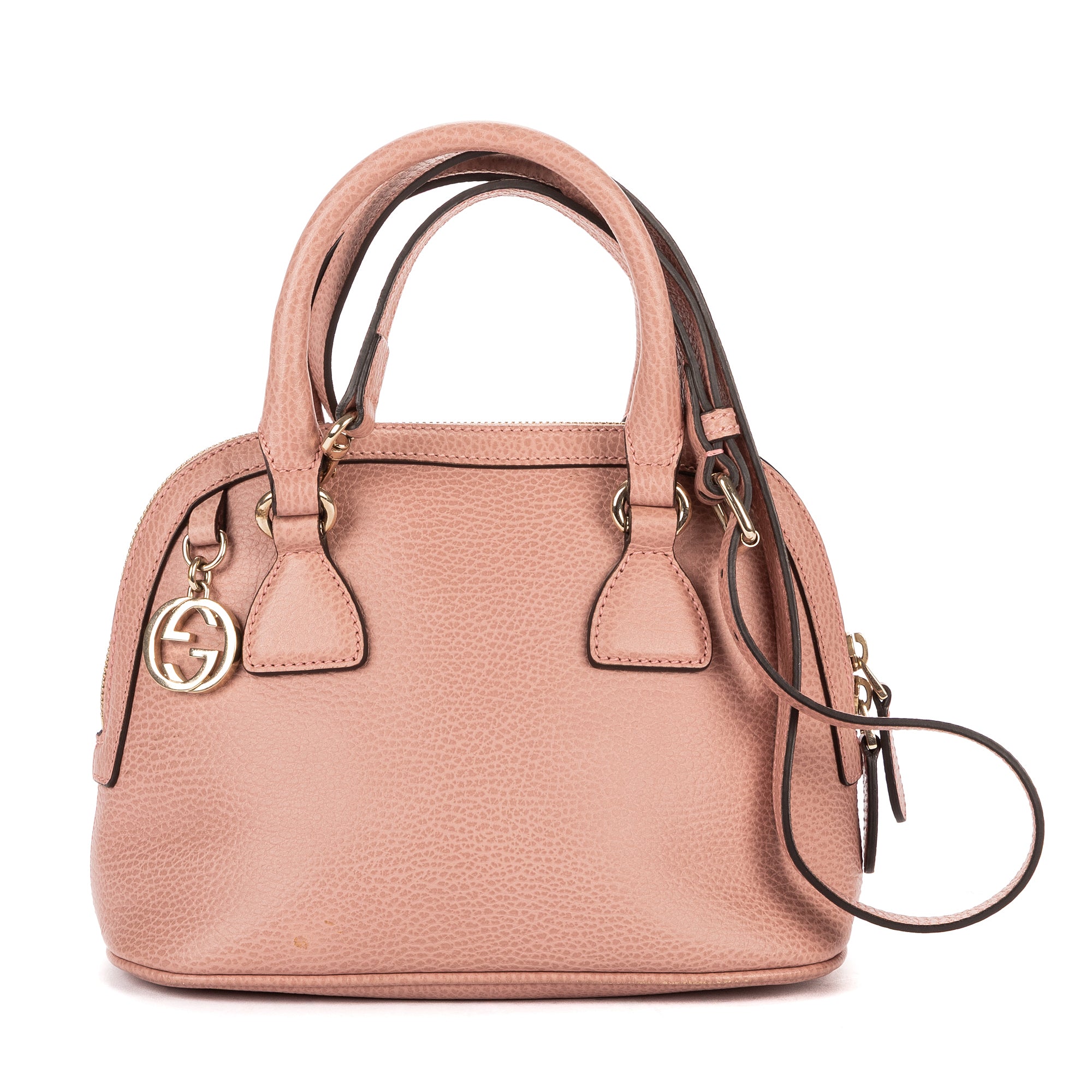 Shoulder Bag Small Dome Crossbody Small Pink Grained Calfskin Leather