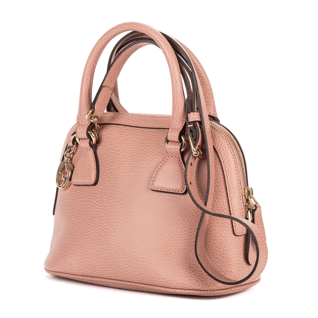 Shoulder Bag Small Dome Crossbody Small Pink Grained Calfskin Leather