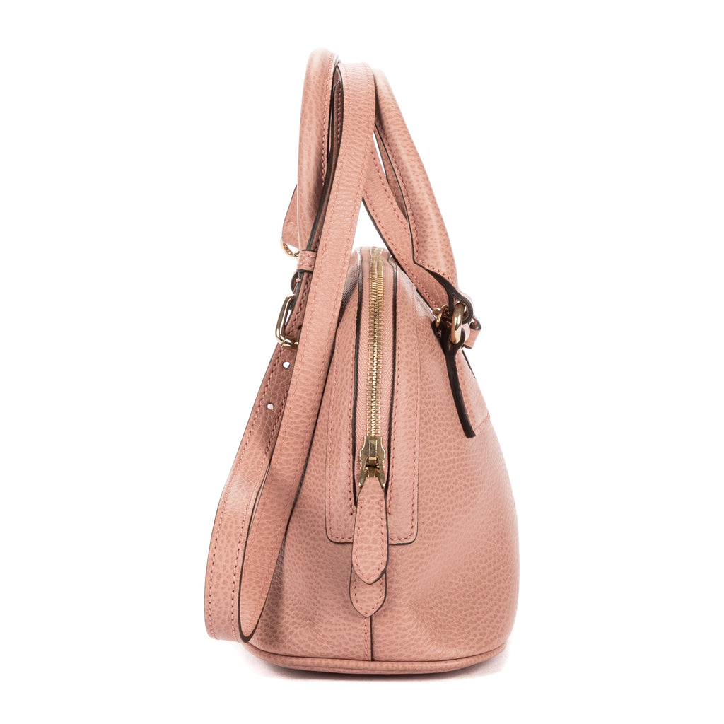 Shoulder Bag Small Dome Crossbody Small Pink Grained Calfskin Leather