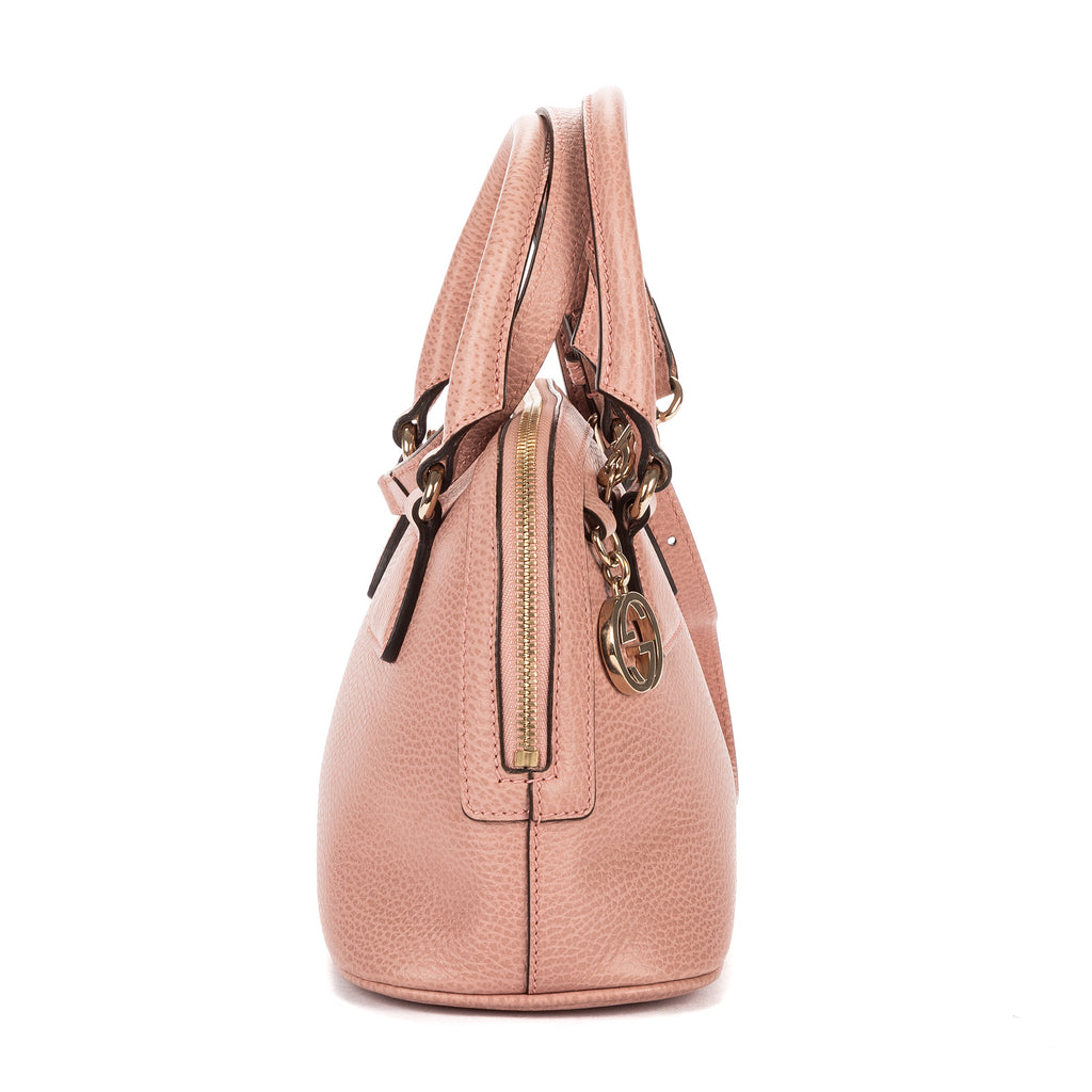 Shoulder Bag Small Dome Crossbody Small Pink Grained Calfskin Leather