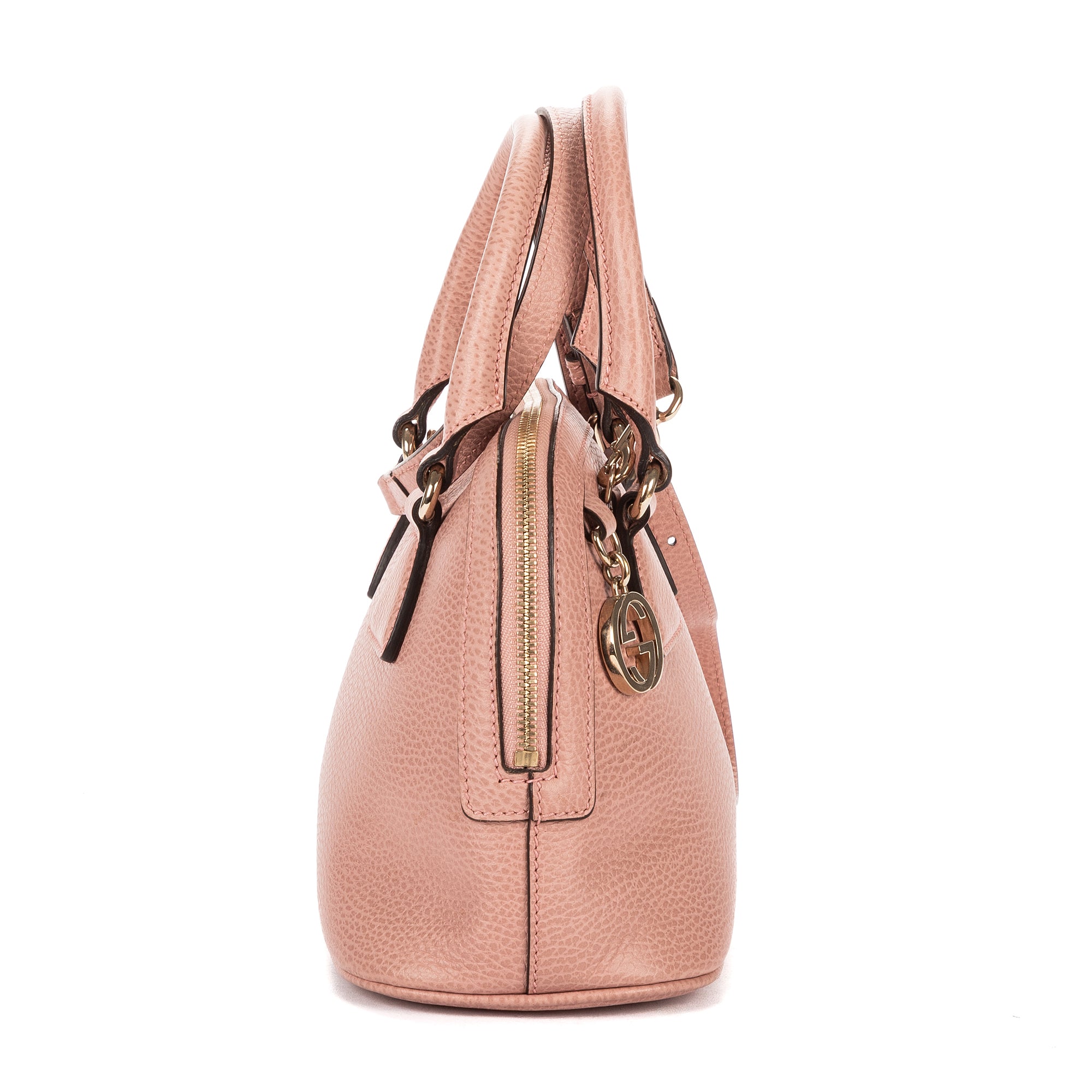 Shoulder Bag Small Dome Crossbody Small Pink Grained Calfskin Leather