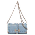 Shoulder Bag Mini Studded Wallet Crossbody Mini Blue Studded Calfskin Leather