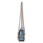 Shoulder Bag Mini Studded Wallet Crossbody Mini Blue Studded Calfskin Leather