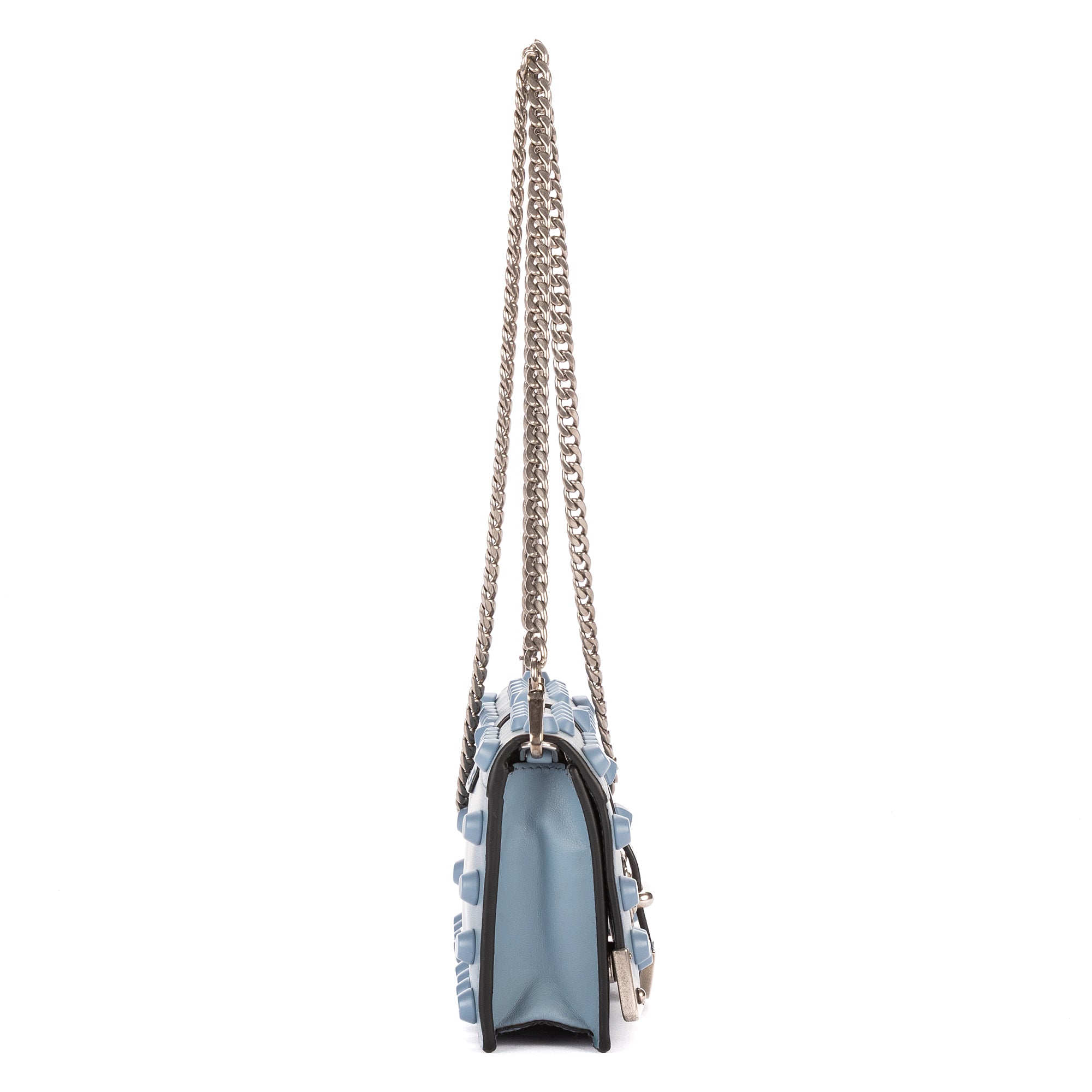 Shoulder Bag Mini Studded Wallet Crossbody Mini Blue Studded Calfskin Leather