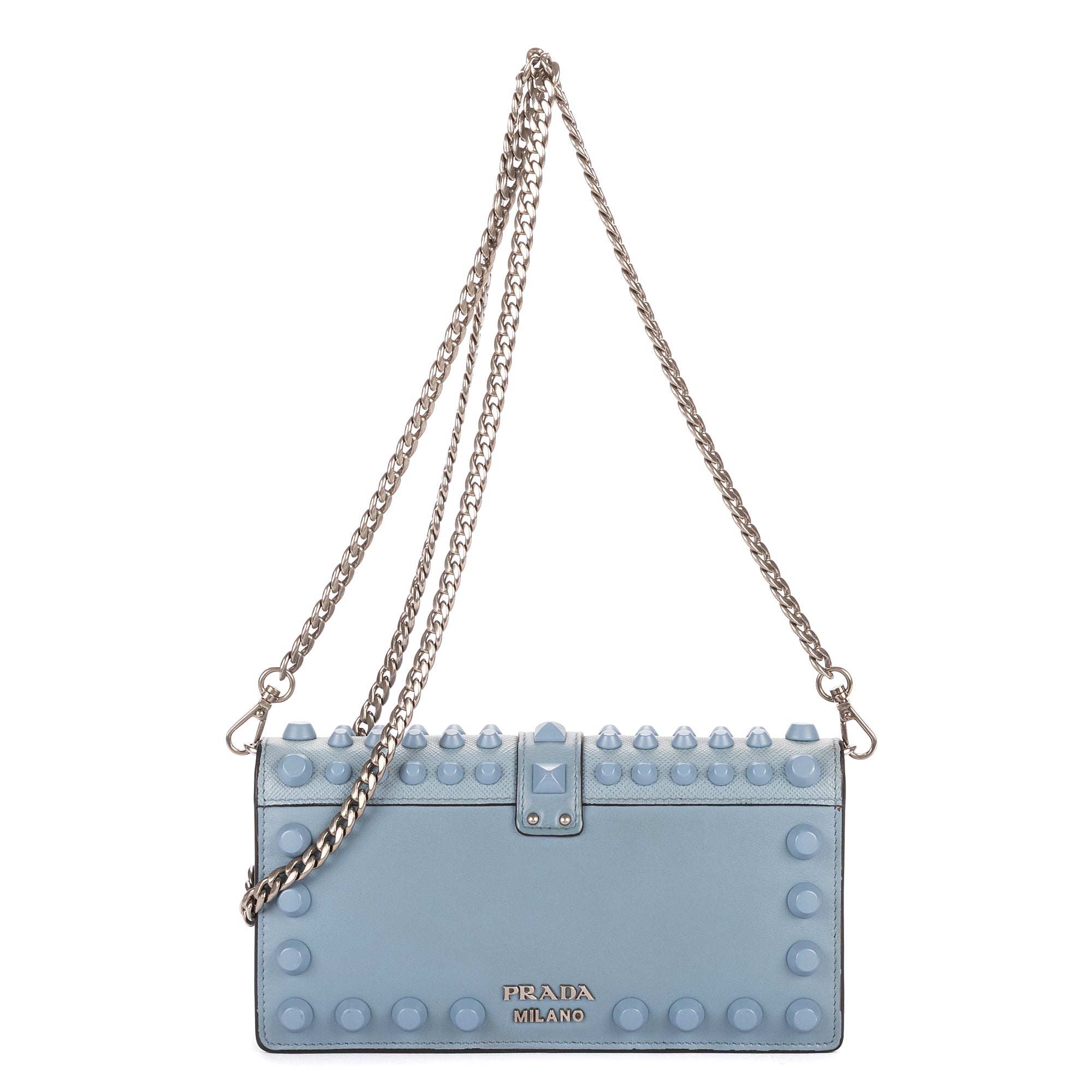 Shoulder Bag Mini Studded Wallet Crossbody Mini Blue Studded Calfskin Leather