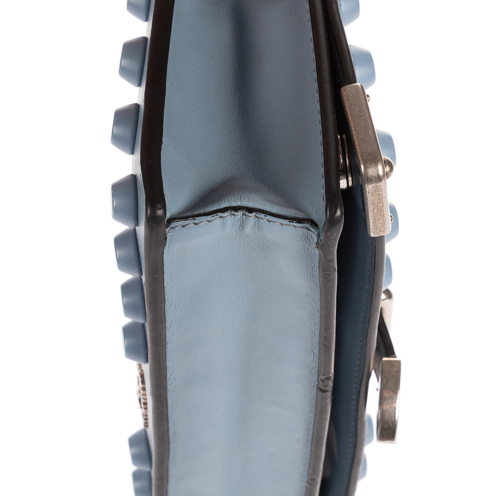 Shoulder Bag Mini Studded Wallet Crossbody Mini Blue Studded Calfskin Leather