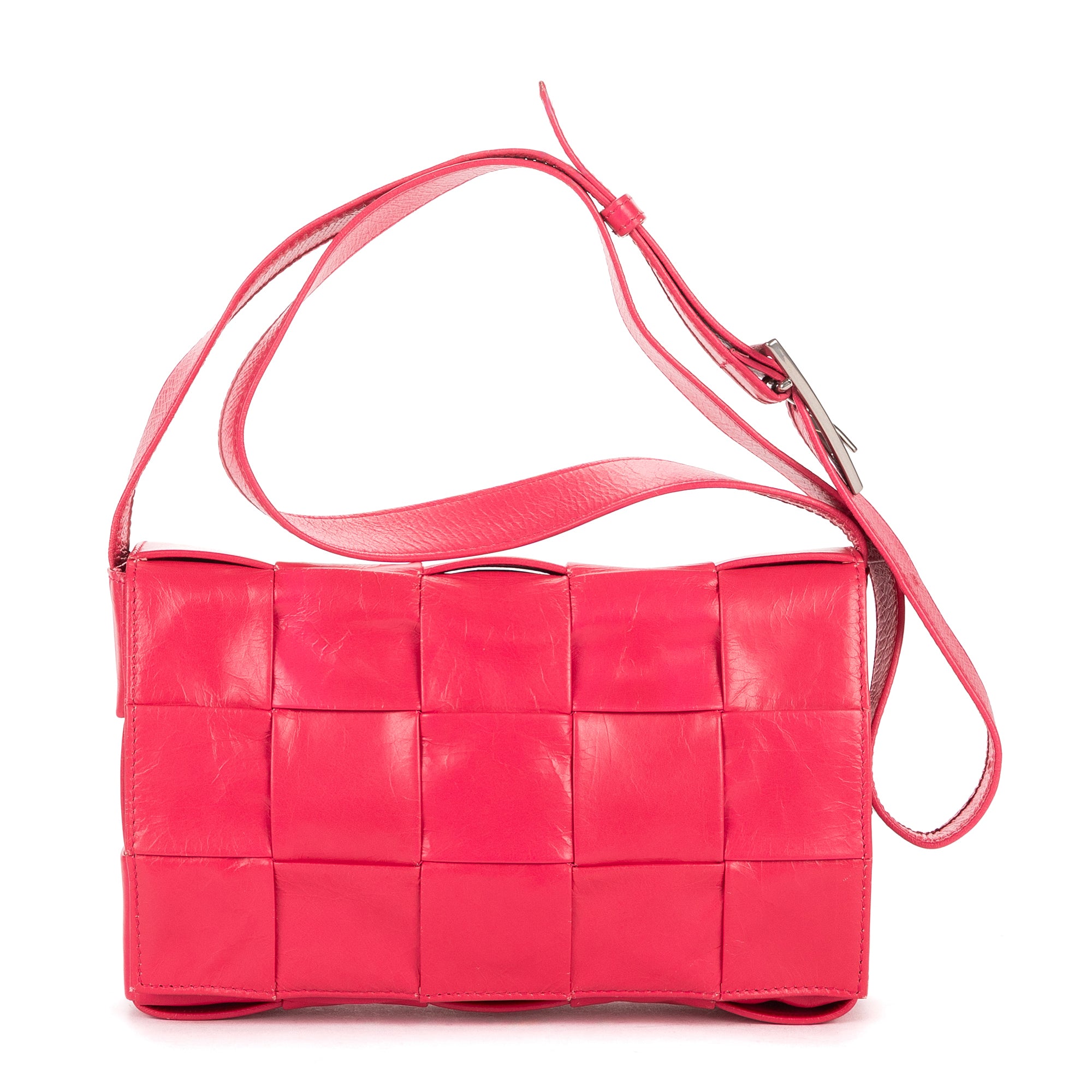 Shoulder Bag Small Cassette Crossbody Small Pink Intrecciato Leather