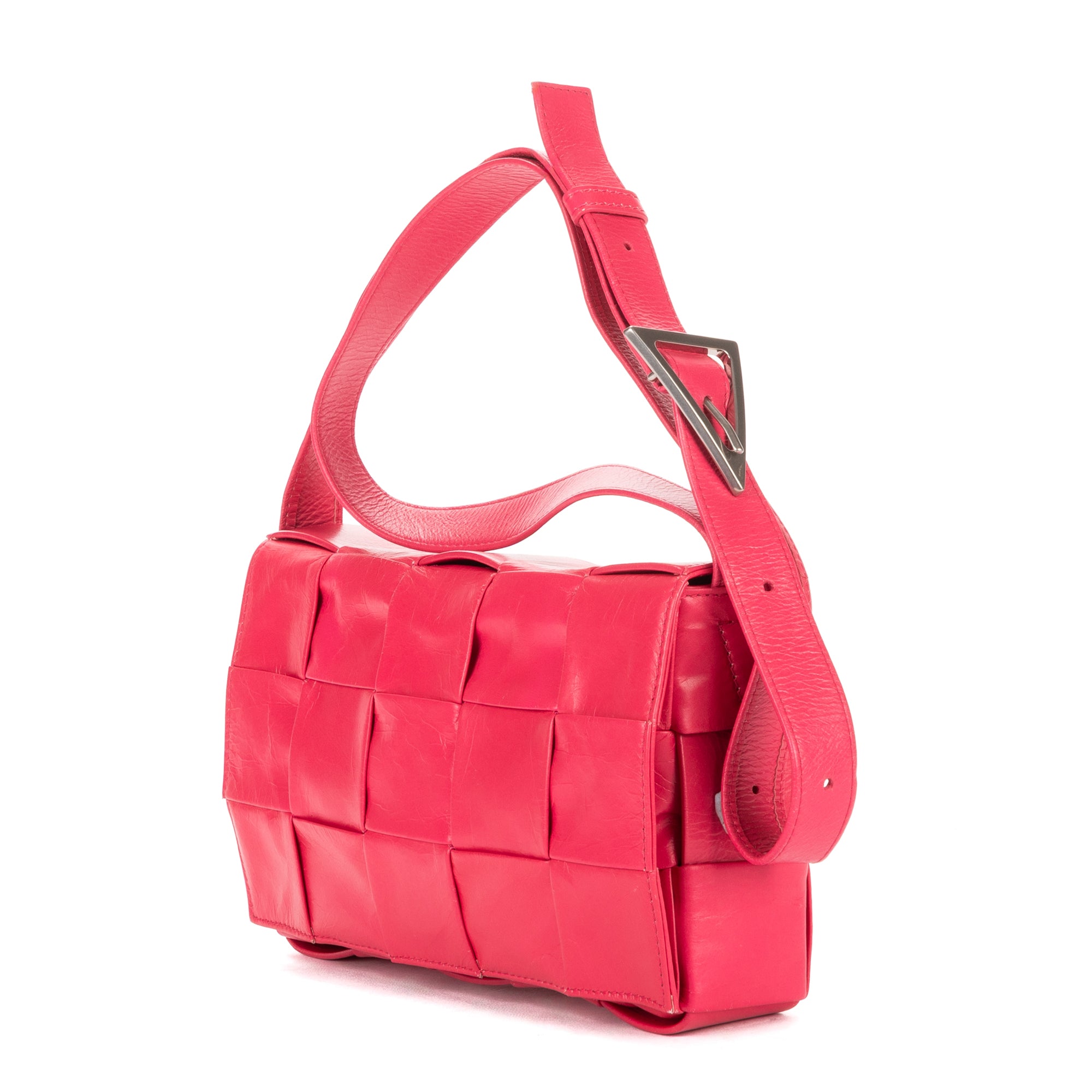 Shoulder Bag Small Cassette Crossbody Small Pink Intrecciato Leather