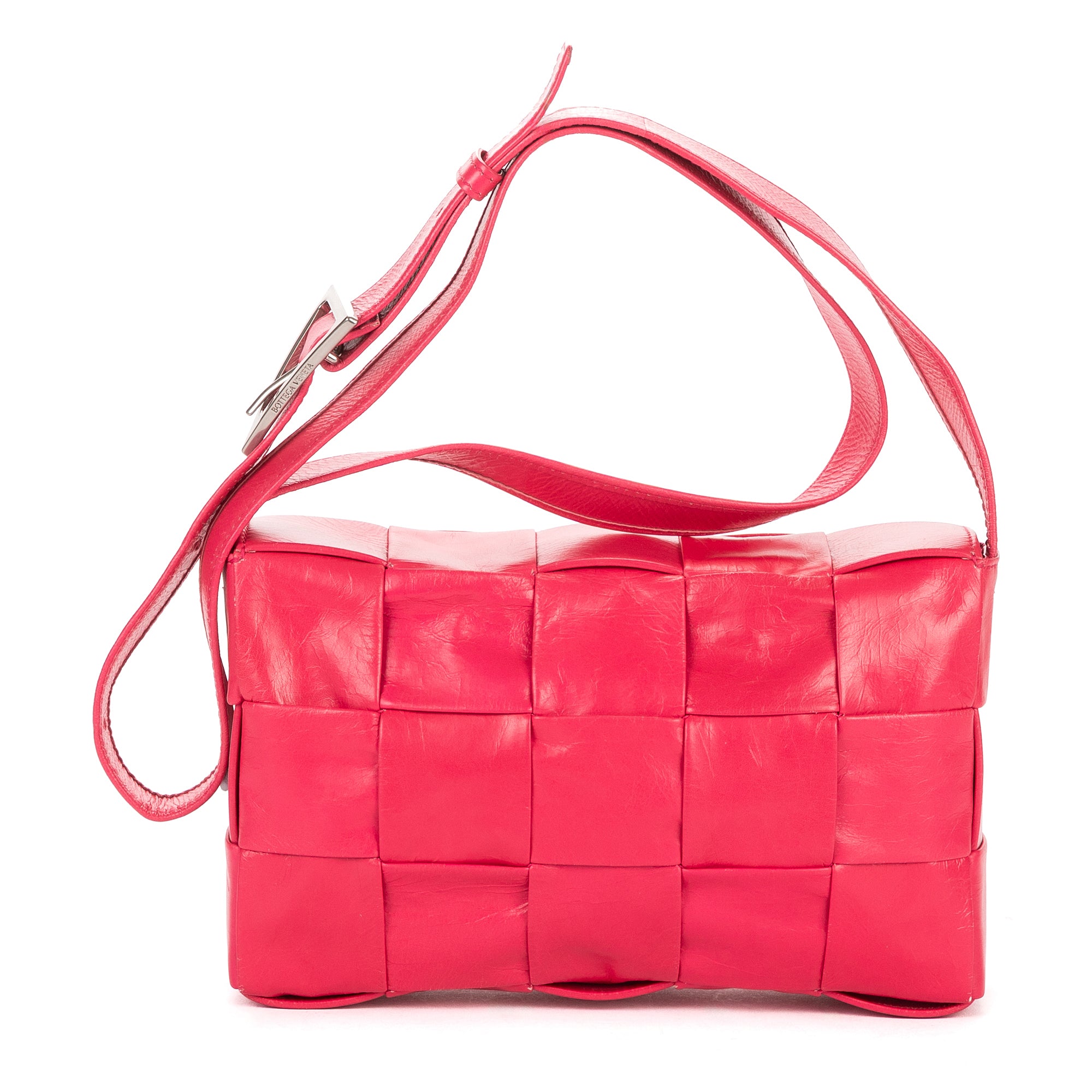 Shoulder Bag Small Cassette Crossbody Small Pink Intrecciato Leather