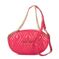 Shoulder Bag Oval Crossbody Pink Calfskin Leather