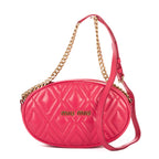 Shoulder Bag Oval Crossbody Pink Calfskin Leather