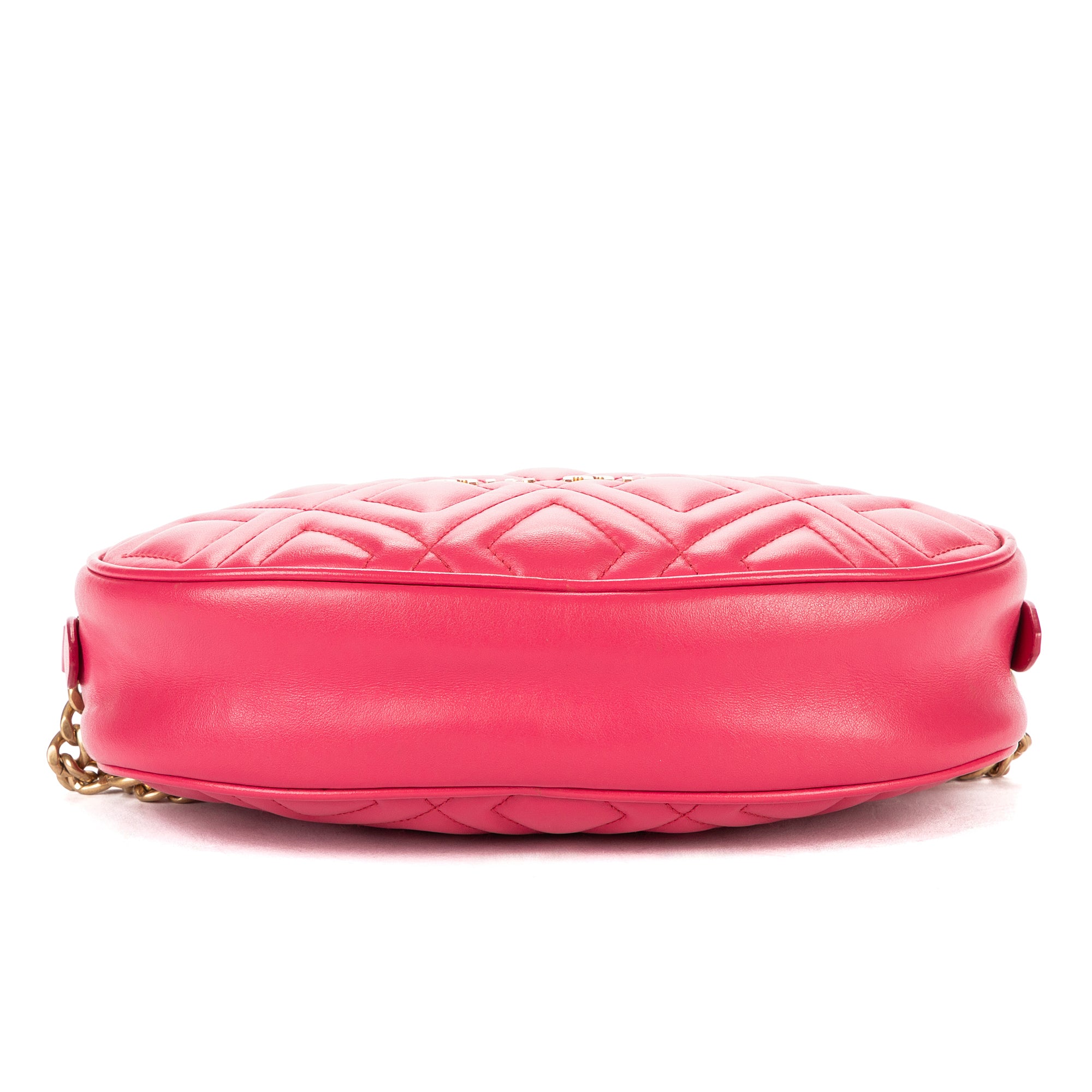 Shoulder Bag Oval Crossbody Pink Calfskin Leather