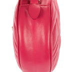 Shoulder Bag Oval Crossbody Pink Calfskin Leather