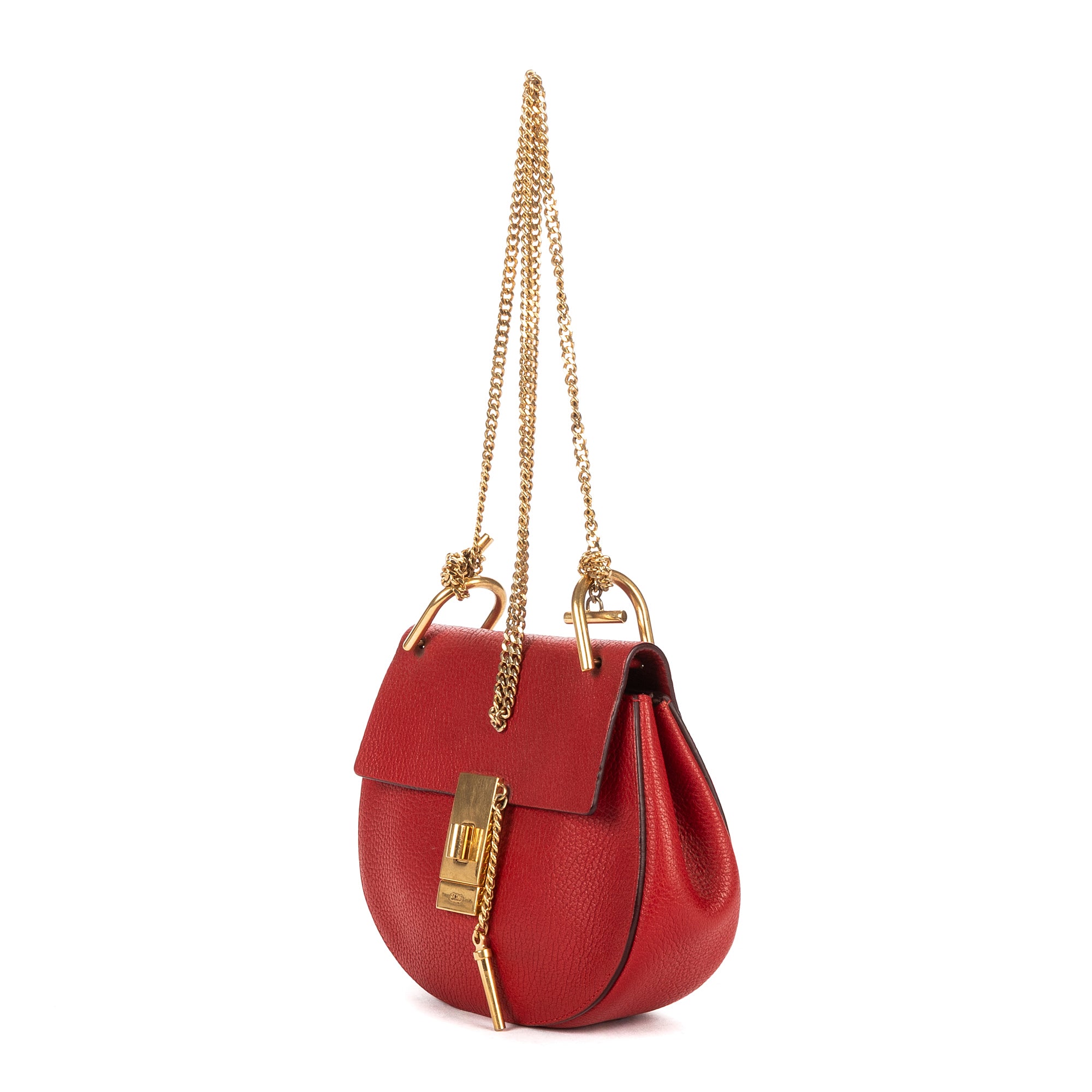 Shoulder Bag Drew Crossbody Bag Mini Red Calfskin Leather