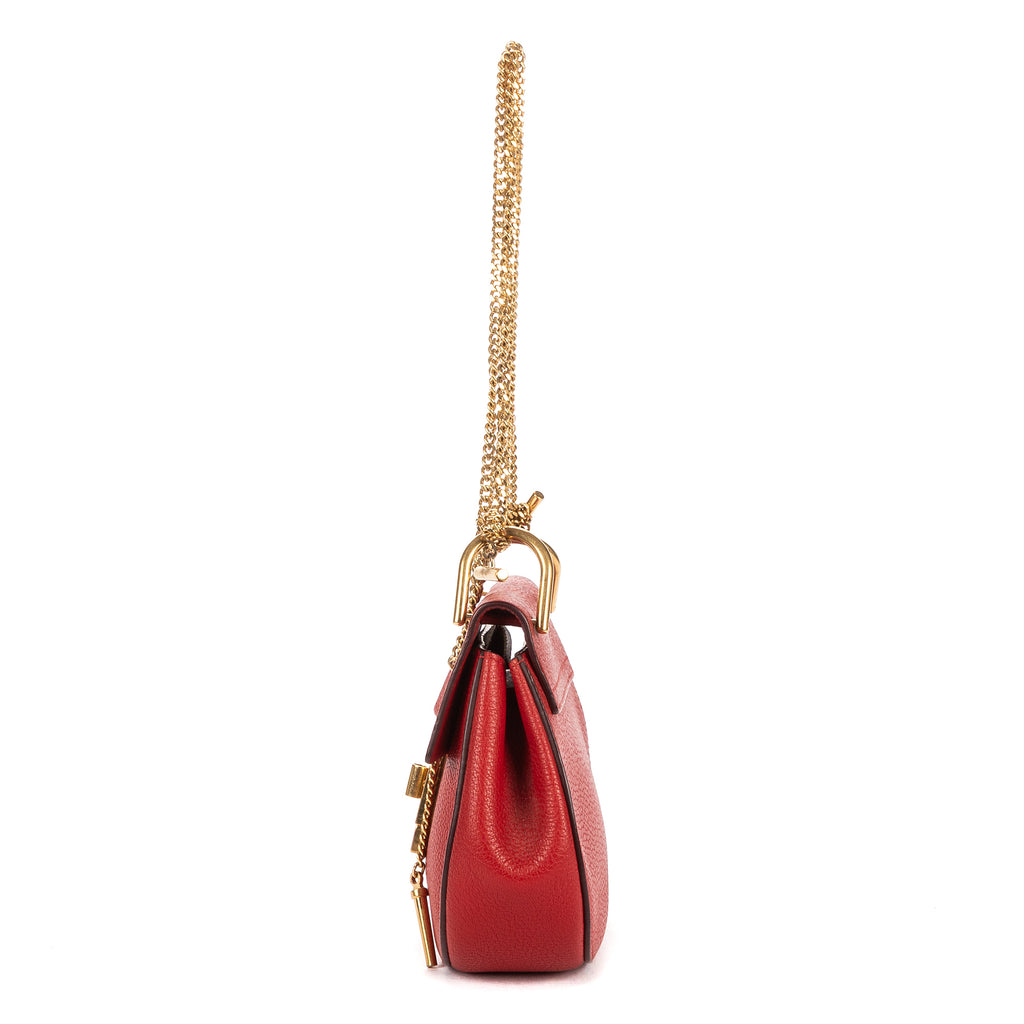 Shoulder Bag Drew Crossbody Bag Mini Red Calfskin Leather
