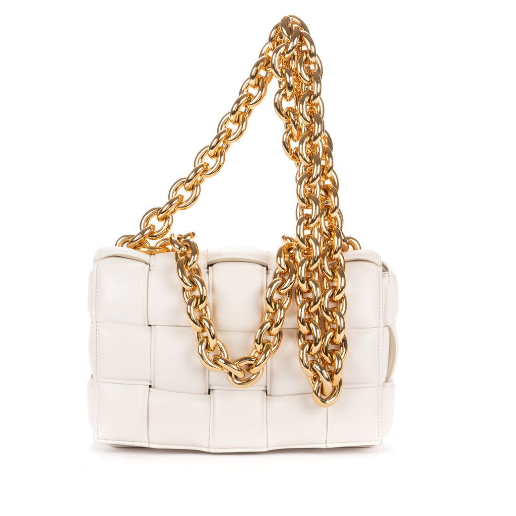 Shoulder Bag Padded Casette Chain Crossbody Ivory Maxi Intreccio Padded Leather