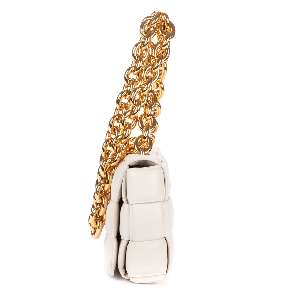 Shoulder Bag Padded Casette Chain Crossbody Ivory Maxi Intreccio Padded Leather