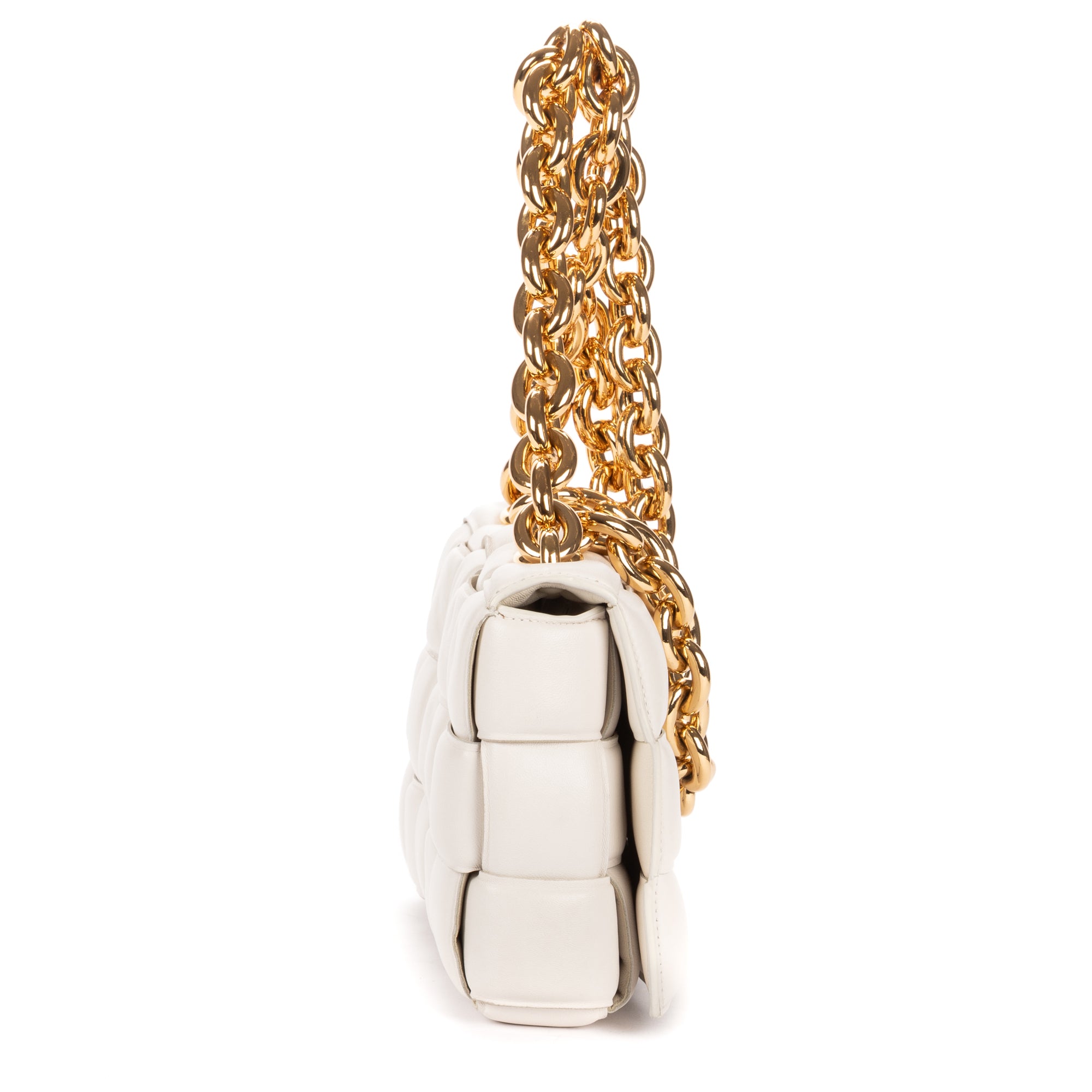 Shoulder Bag Padded Casette Chain Crossbody Ivory Maxi Intreccio Padded Leather