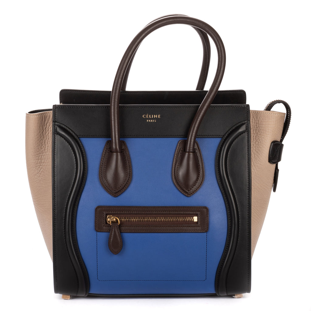 Handbag Tricolor Micro Luggage Grey Smooth Calfskin Leather