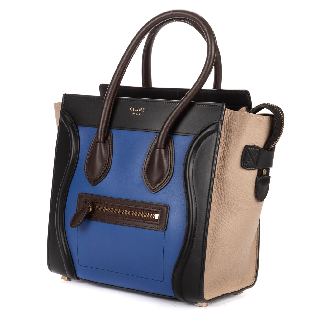 Handbag Tricolor Micro Luggage Grey Smooth Calfskin Leather