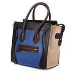 Handbag Tricolor Micro Luggage Grey Smooth Calfskin Leather