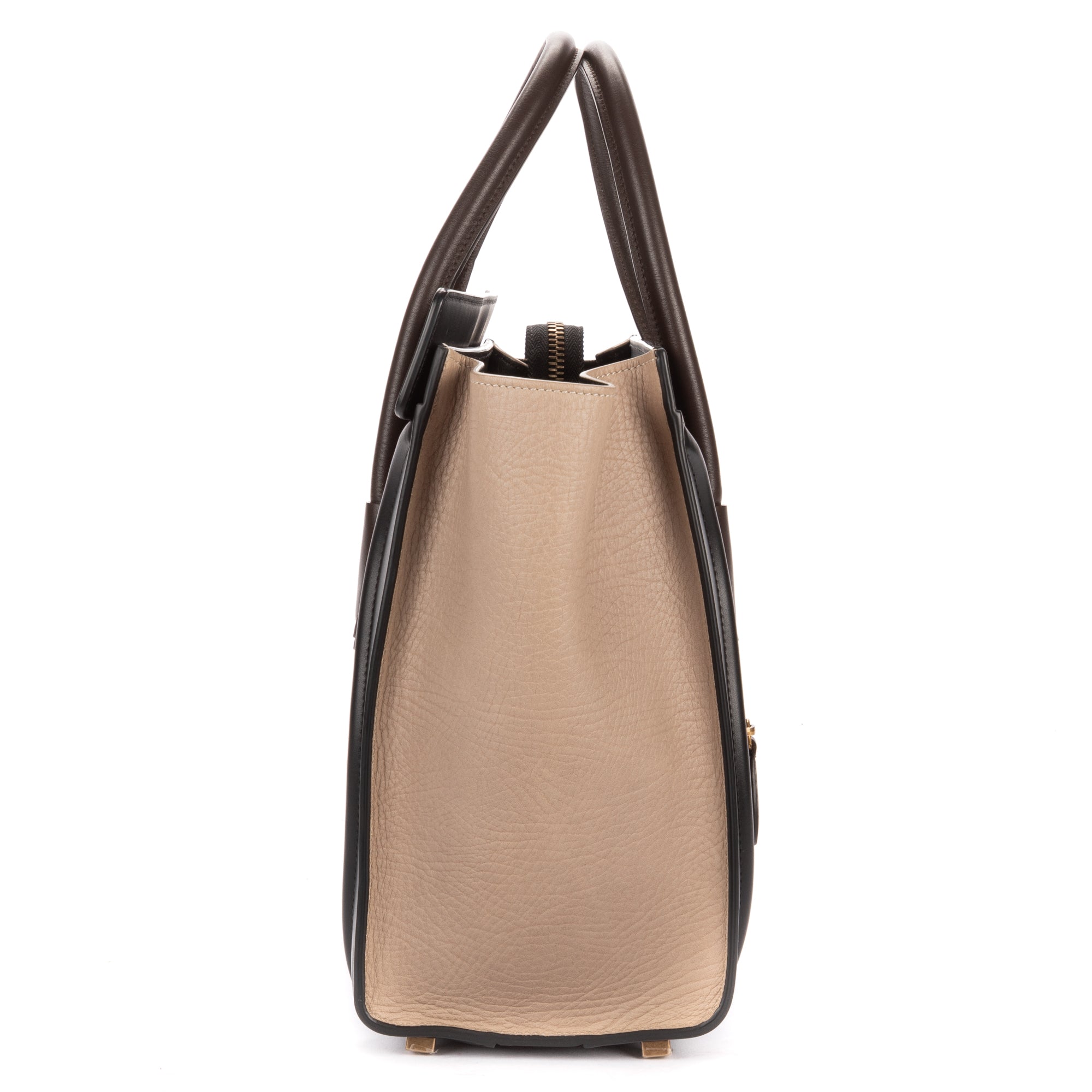 Handbag Tricolor Micro Luggage Grey Smooth Calfskin Leather