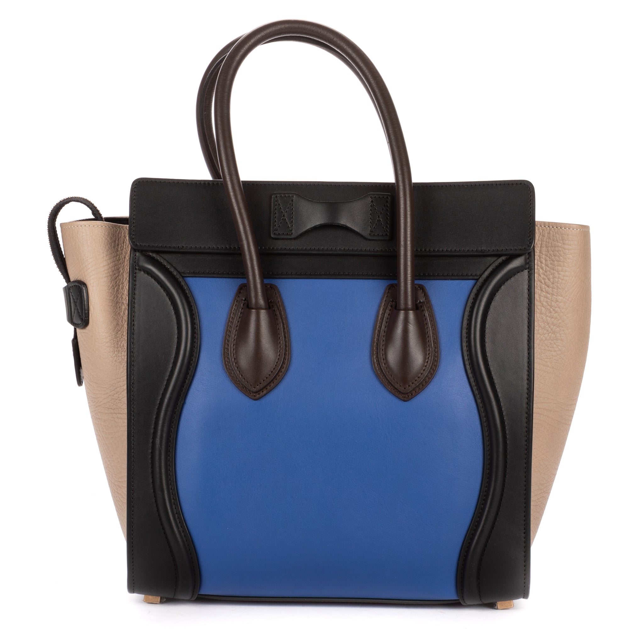 Handbag Tricolor Micro Luggage Grey Smooth Calfskin Leather
