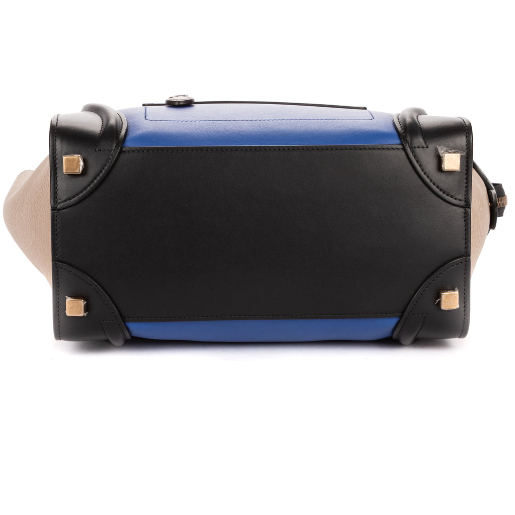 Handbag Tricolor Micro Luggage Grey Smooth Calfskin Leather