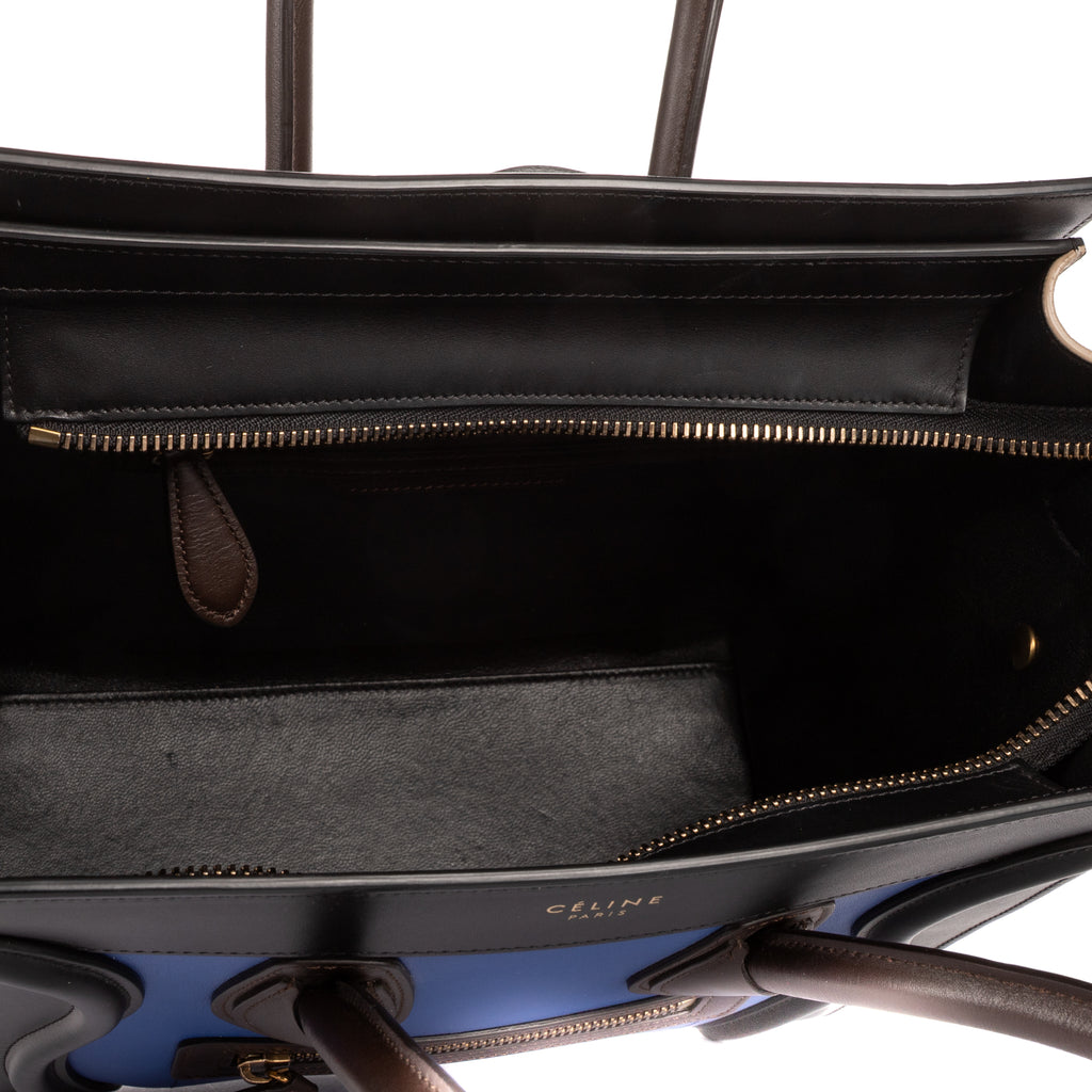Handbag Tricolor Micro Luggage Grey Smooth Calfskin Leather