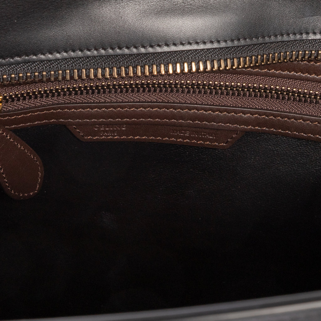 Handbag Tricolor Micro Luggage Grey Smooth Calfskin Leather