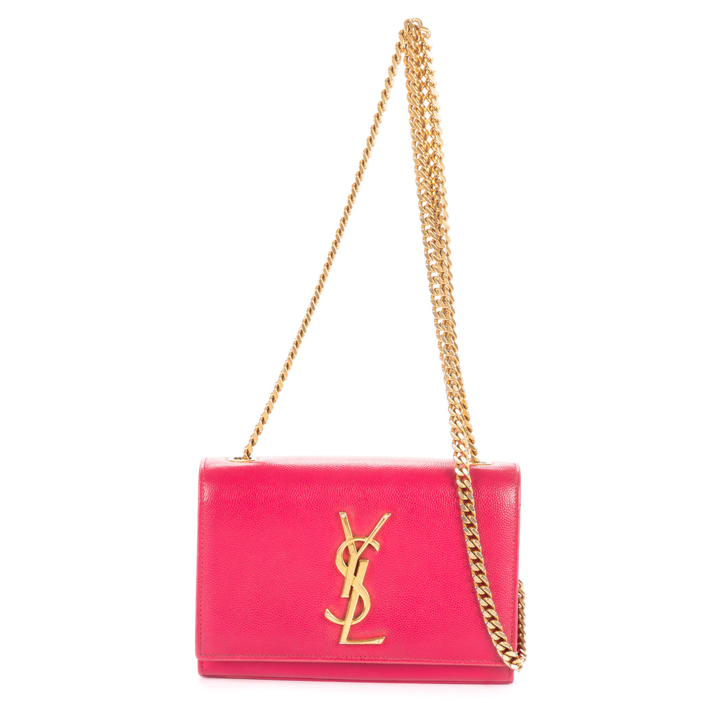 Shoulder Bag Small Tassel Kate Small Pink Grained Calfskin Leather