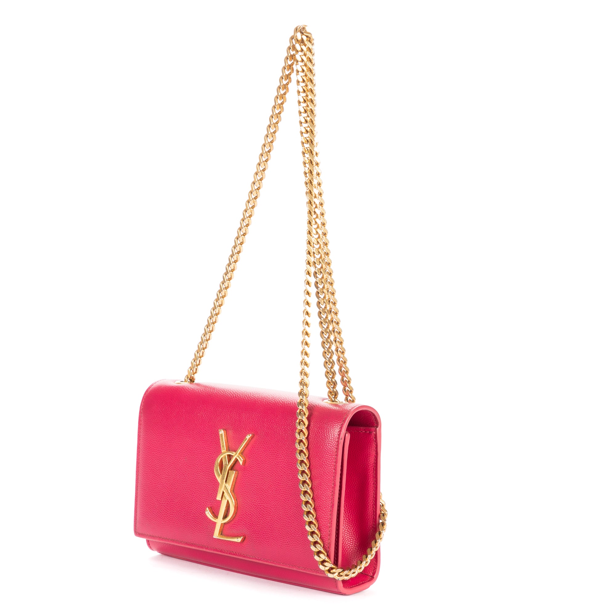 Shoulder Bag Small Tassel Kate Small Pink Grained Calfskin Leather