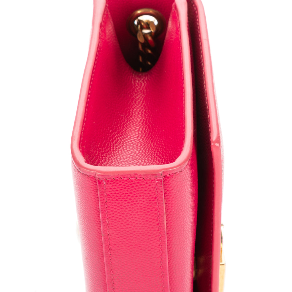 Shoulder Bag Small Tassel Kate Small Pink Grained Calfskin Leather