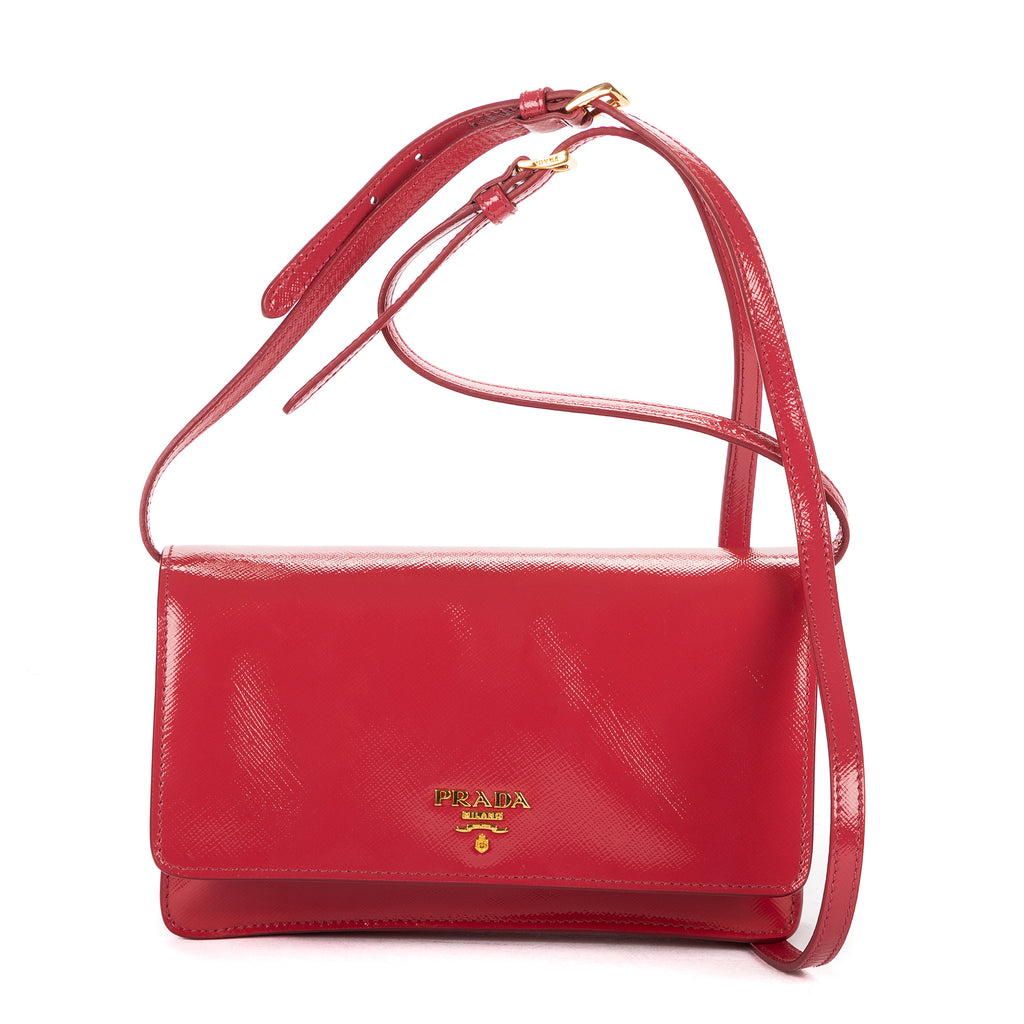 Shoulder Bag Clutch Crossbody Pink Saffiano Vernice Leather