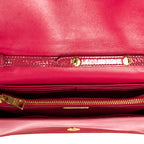 Shoulder Bag Clutch Crossbody Pink Saffiano Vernice Leather