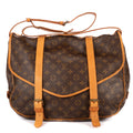 Shoulder Bag Double Strap Saumur Brown Monogram Canvas