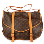 Shoulder Bag Double Strap Saumur Brown Monogram Canvas