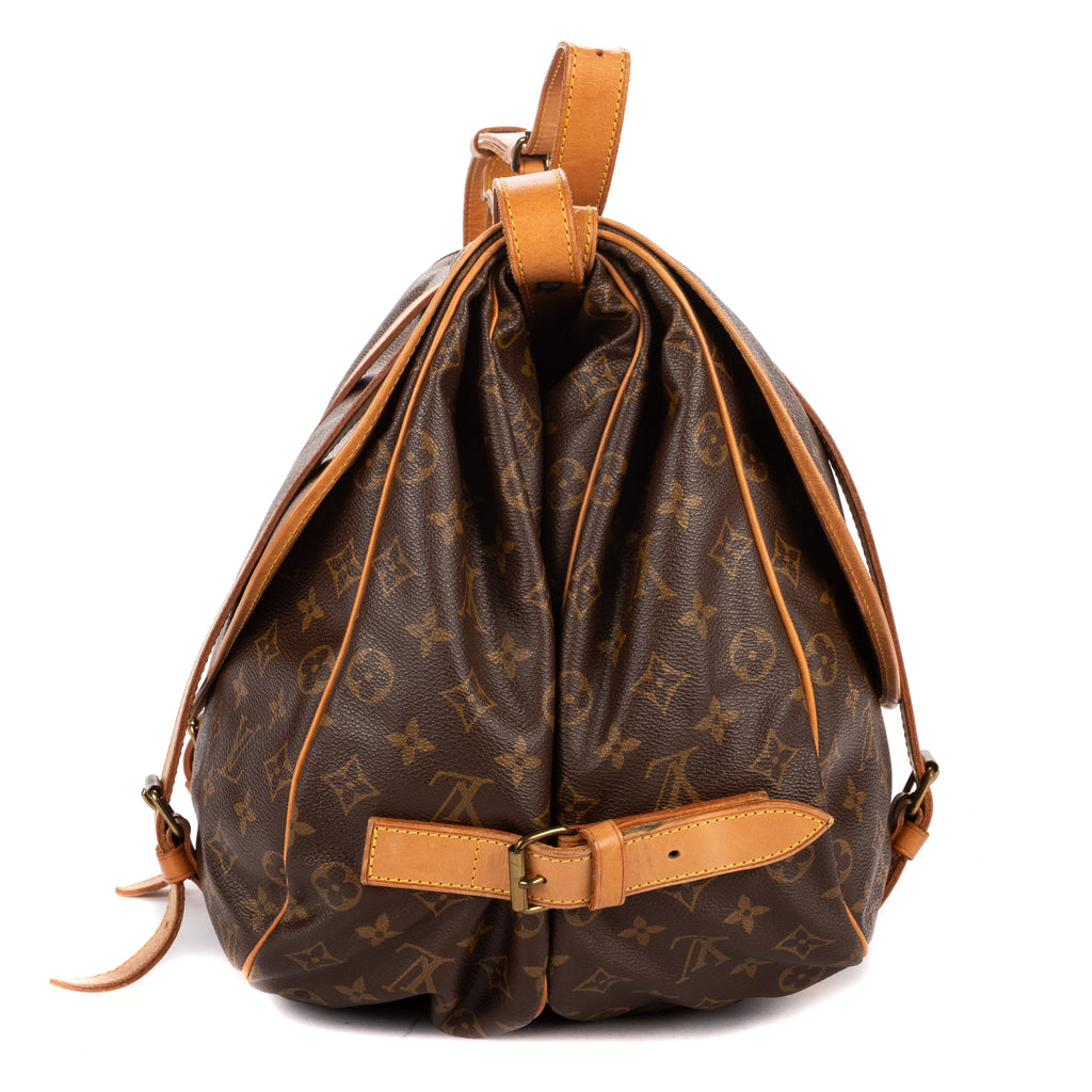 Shoulder Bag Double Strap Saumur Brown Monogram Canvas