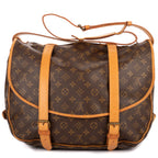 Shoulder Bag Double Strap Saumur Brown Monogram Canvas