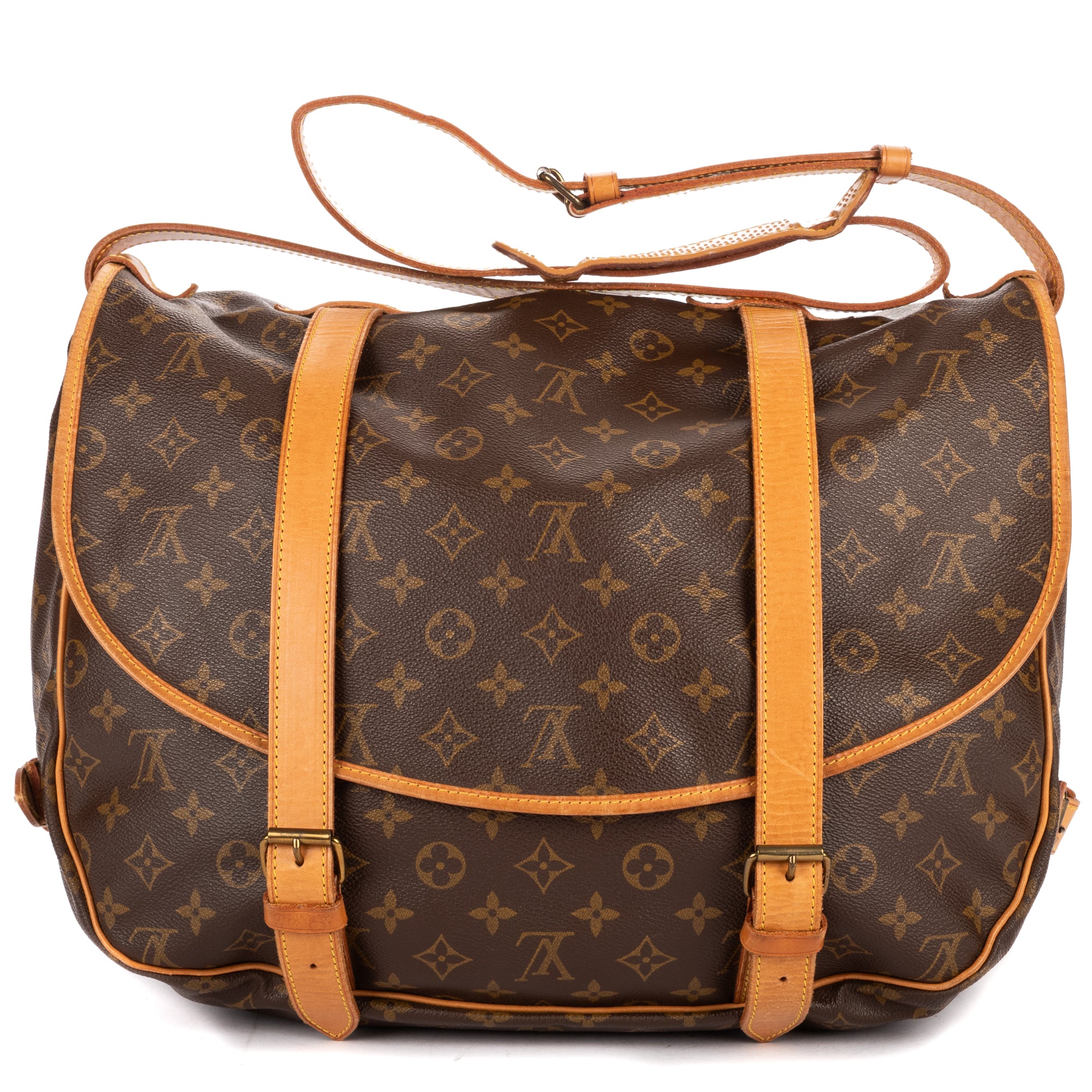 Shoulder Bag Double Strap Saumur Brown Monogram Canvas