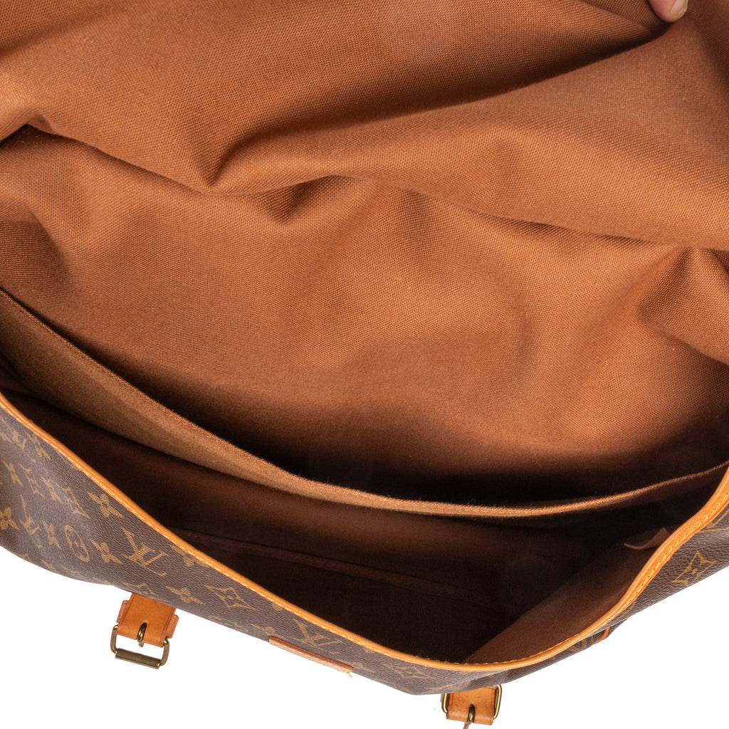 Shoulder Bag Double Strap Saumur Brown Monogram Canvas