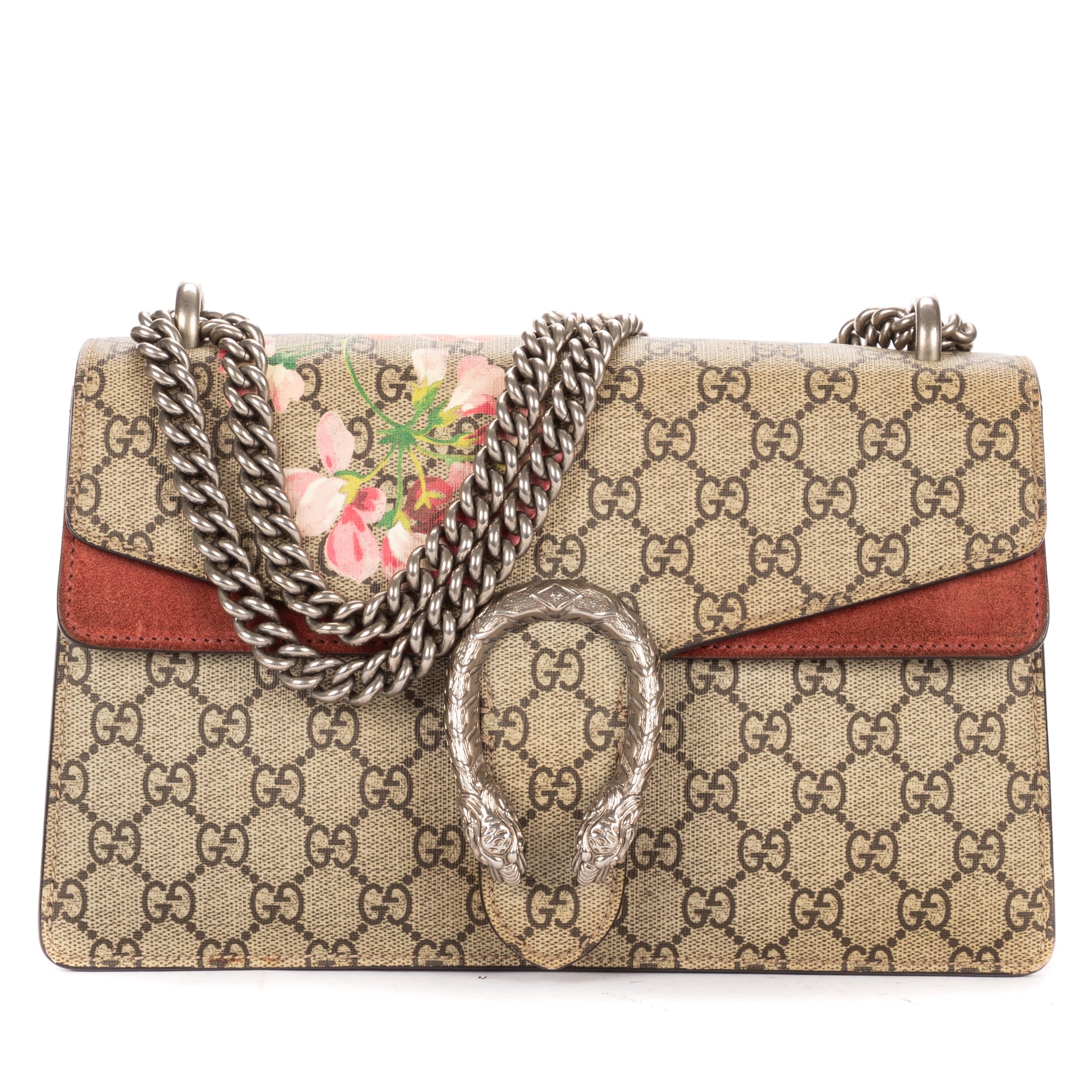Shoulder Bag Small Floral Dionysus Chain Crossbody Small Beige Floral Supreme Coated Canvas