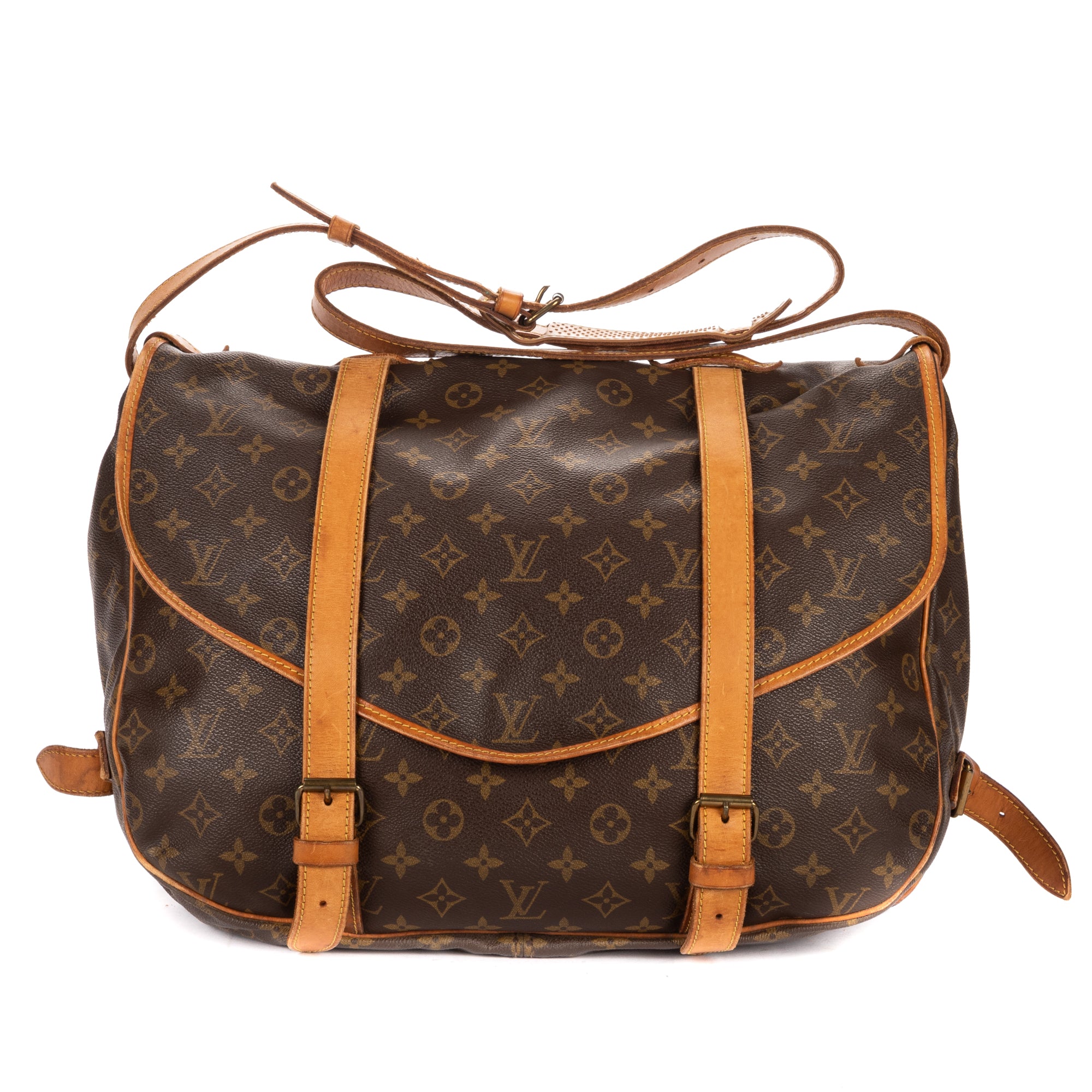 Shoulder Bag Double Strap Saumur GM Brown Monogram Canvas