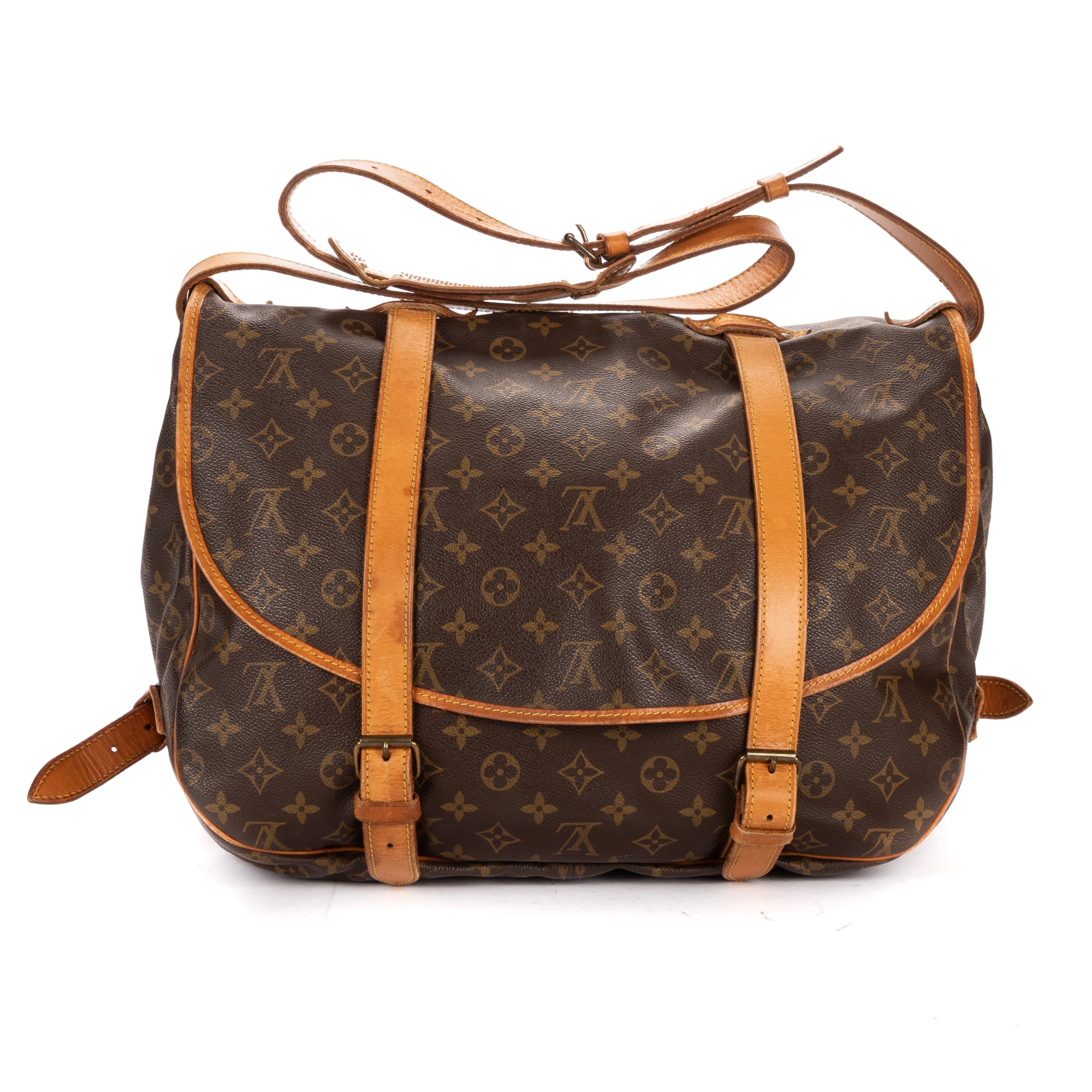 Shoulder Bag Double Strap Saumur GM Brown Monogram Canvas